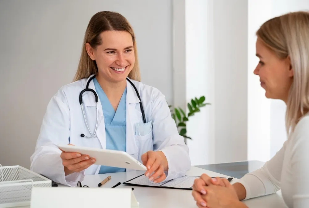 Doctor consulting with a patient about travel health